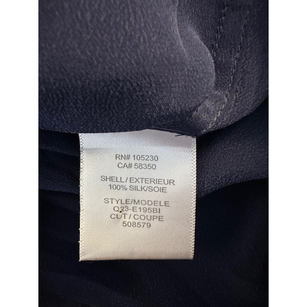 Equipment Femme Women's Navy Blue 100% Silk Striped Trim Button Down Shirt XS - Picture 8 of 8